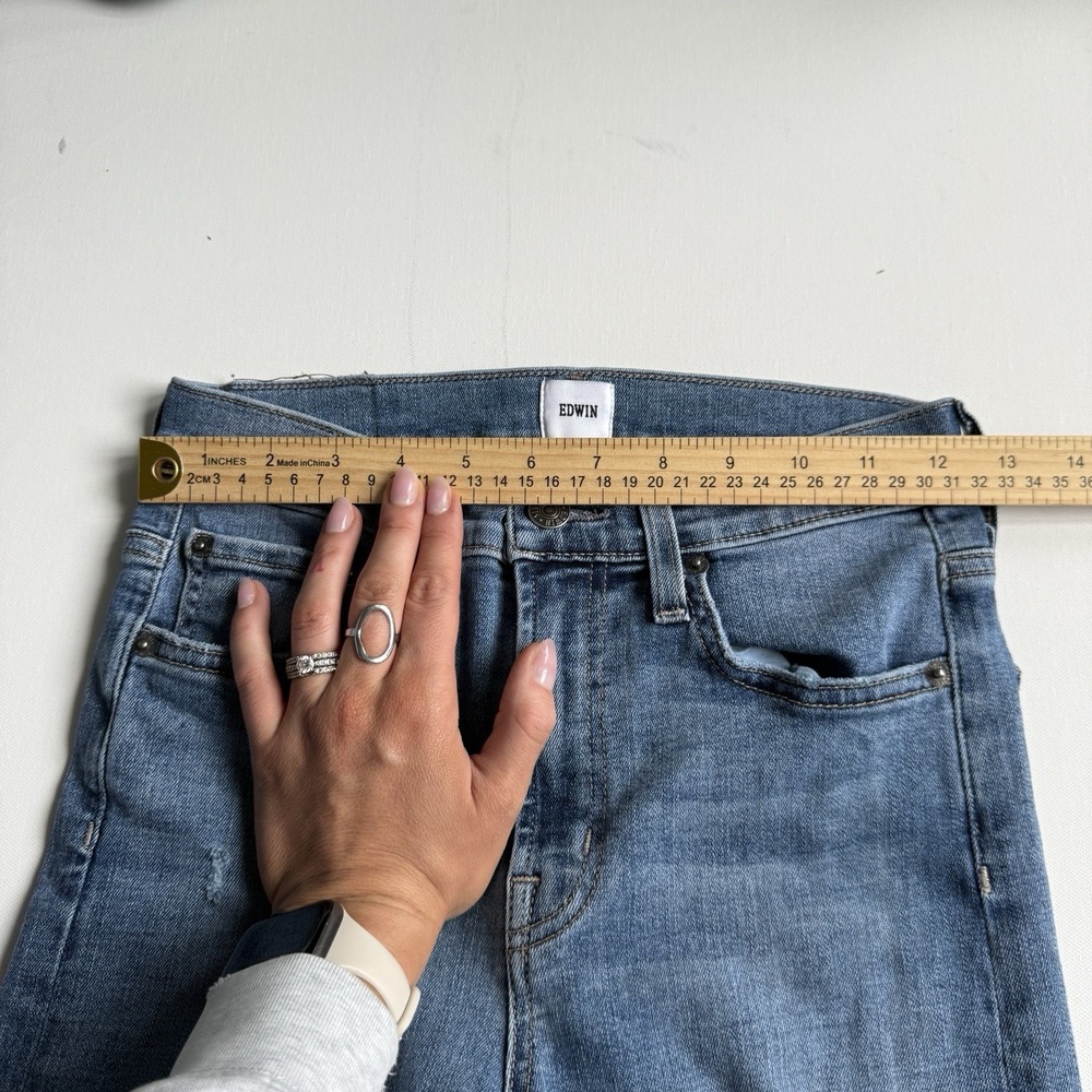 Edwin Anthropologie Elin Crop Straight Jeans Size 25 Wavelength‎ Wash Slim - Picture 5 of 8